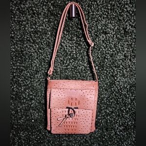 Vegan Alligator Print Elegant Tan Crossbody Bag